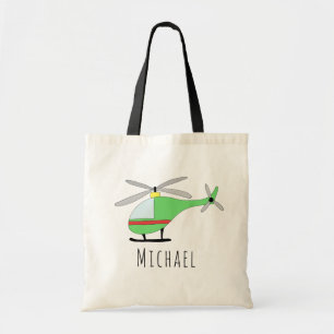 Bolso De Tela Nombre y avión de helicóptero de niño pequeño