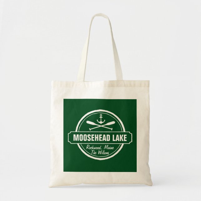 Bolso De Tela Nombre y ciudad personalizado de Moosehead Lake Ma (Frente)