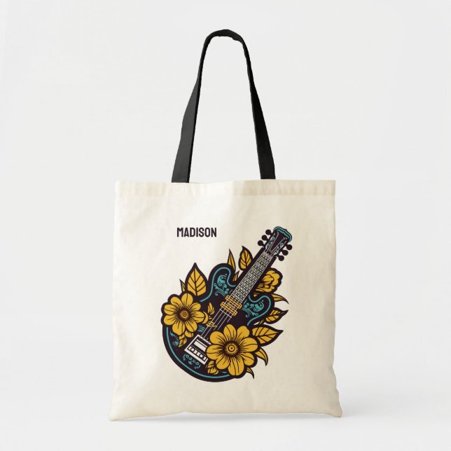 Bolso De Tela Nombre y color personalizados Ukulele (Frente)