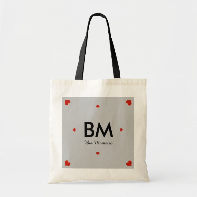 Bolso De Tela nombre y personalización inicial (Frente)