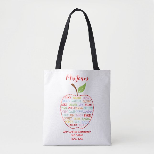 Bolso De Tela nombres de clase profesor gracias arte de palabras (Anverso)