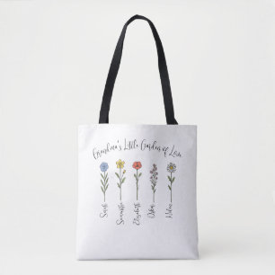 Bolso De Tela Nombres de flores y nietos - Jardín de la abuela