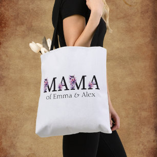 Bolso De Tela Nombres de niños personalizados de texto de floral