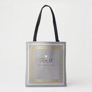 Bolso De Tela nombres de pareja/novia y novio en gris