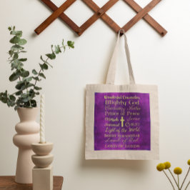 Bolso De Tela Nombres del Tote Púrpura de Jesús