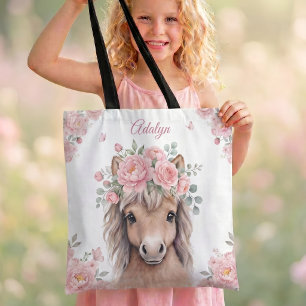 Bolso De Tela Nombres personalizados de niñas en rosa floral cab