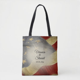 Bolso De Tela Nombres y fecha de la bandera estadounidense angus