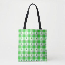 Bolso De Tela Non-Hodgkin's Lymphoma Awareness Plaid Lime Green