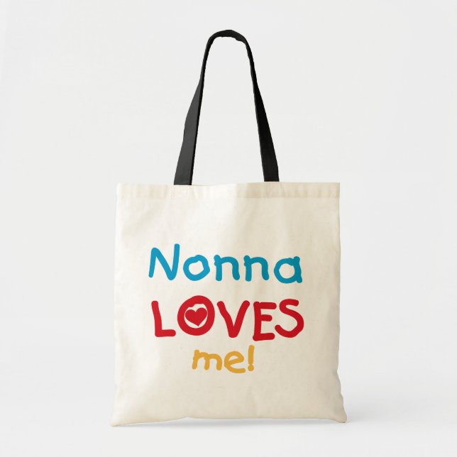 Bolso De Tela Nonna me ama las camisetas y los regalos (Frente)