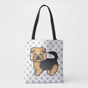 Bolso De Tela Norfolk Terrier Cartoon de perro y patas negro y m