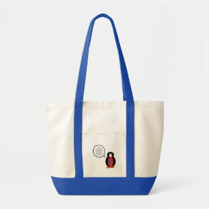 Bolso De Tela Noruega Hablando Sra. Pingüino Personalizada