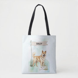 Bolso De Tela Norwegian Buhund Acuarela Perro Personalizado