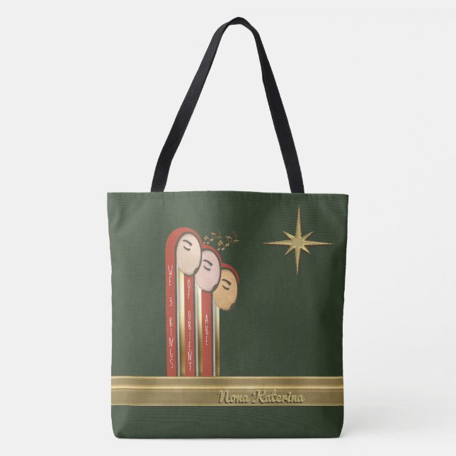 Bolso De Tela Nosotros 3 Reyes - Navidades Art Deco Personalizad (Anverso)