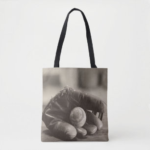 Bolso De Tela Nostalgia del béisbol - mitón y béisbol
