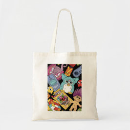Bolso De Tela Nostalgia Retro Doodle Patrón Juguete y Tecnología