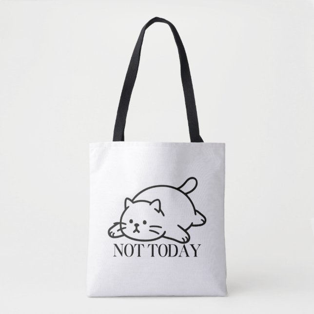 Bolso De Tela Not Today Cute Lazy Cat Mood (Anverso)