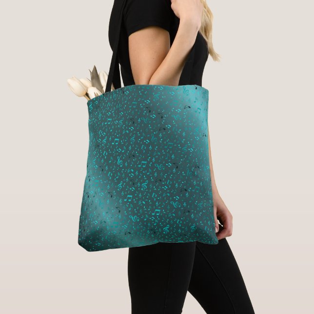 Bolso De Tela nota de menta, musical, melodía, música, sonido, s (Detalle)