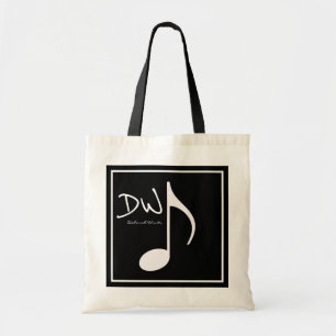 Bolso De Tela Nota de música gráfica personalizada sobre negro