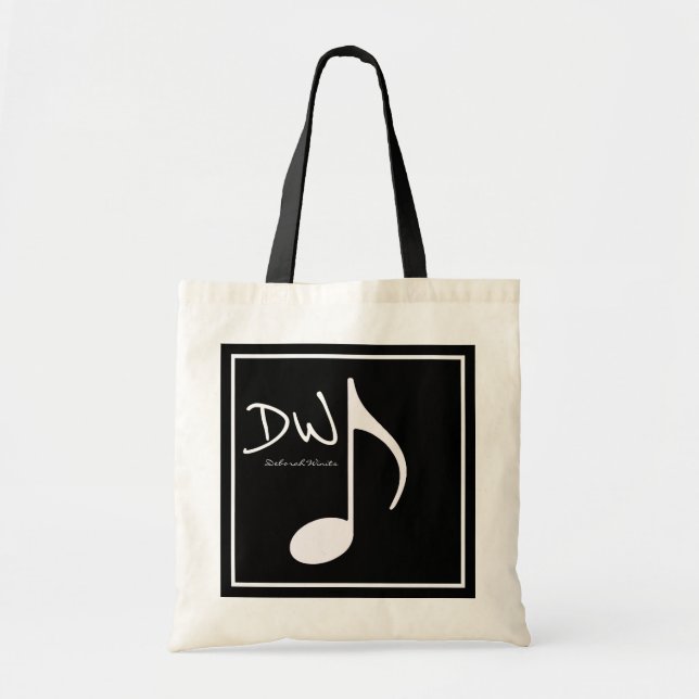 Bolso De Tela Nota de música gráfica personalizada sobre negro (Frente)