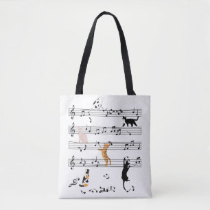 Bolso De Tela Nota de reproducción de gato Música, Regalo de g