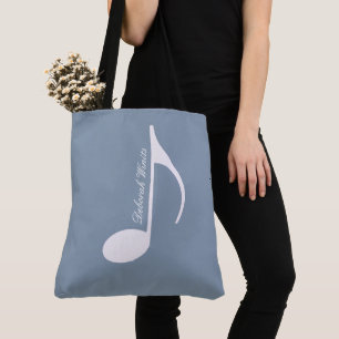 Bolso De Tela Nota musical grande personalizada sobre el azul tu
