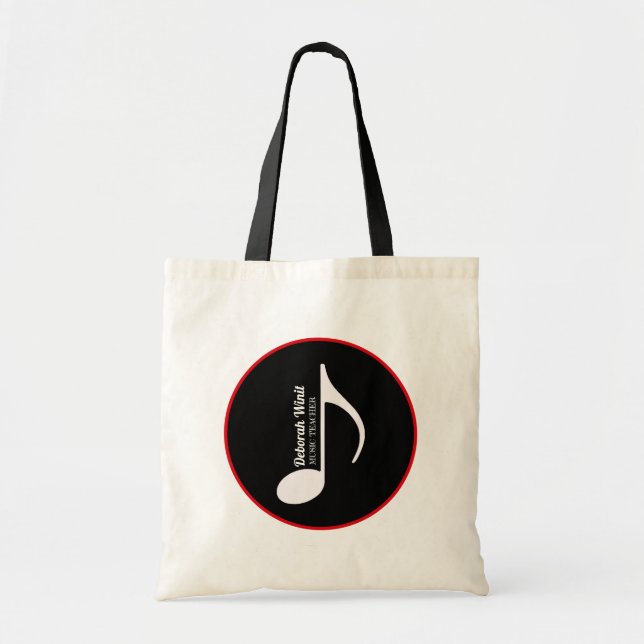 Bolso De Tela nota musical personalizada con nombre (Frente)