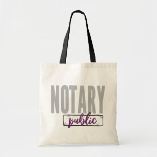 Bolso De Tela Notario público Big Font negro con morado