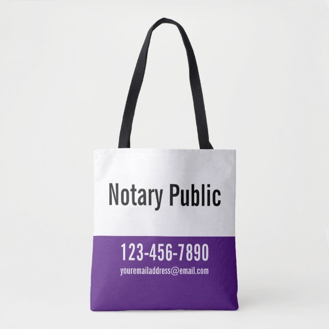 Bolso De Tela Notario público promocional real morado y blanco (Anverso)