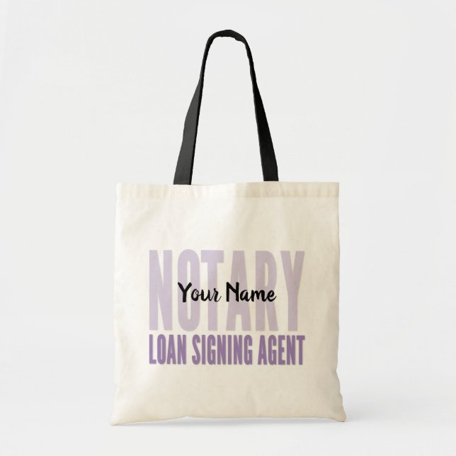 Bolso De Tela Notary Loan Signing Agent Purple Font Personalizad (Frente)