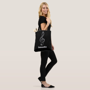 Bolso De Tela Notas Blancas Simple Modern Treble Clef Ilustradas