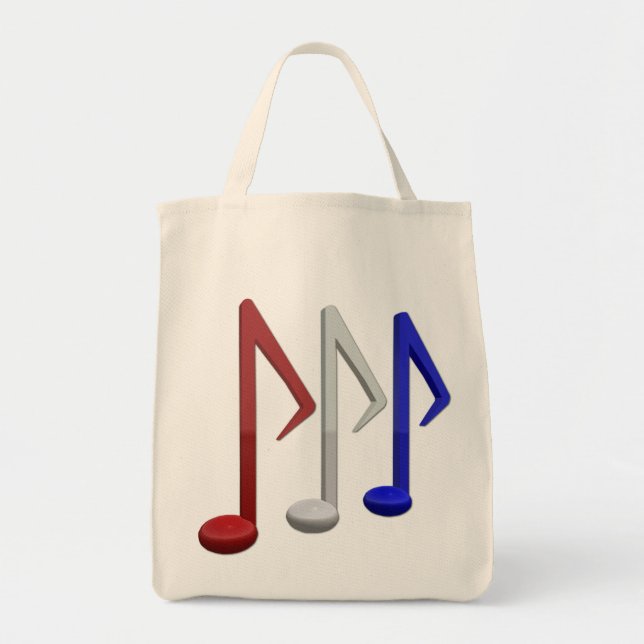 Bolso De Tela Notas blancas y azules rojas de la música (Frente)