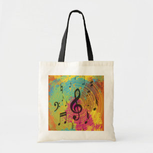 Bolso De Tela Notas brillantes de la música sobre la explosión