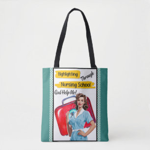 Bolso De Tela Notas de la Enfermería de la enfermera Retro Pinup