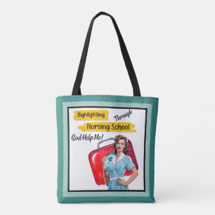 Bolso De Tela Notas de la Enfermería de la enfermera Retro Pinup