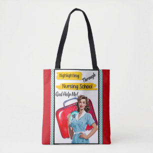 Bolso De Tela Notas de la Enfermería de la enfermera Retro Pinup