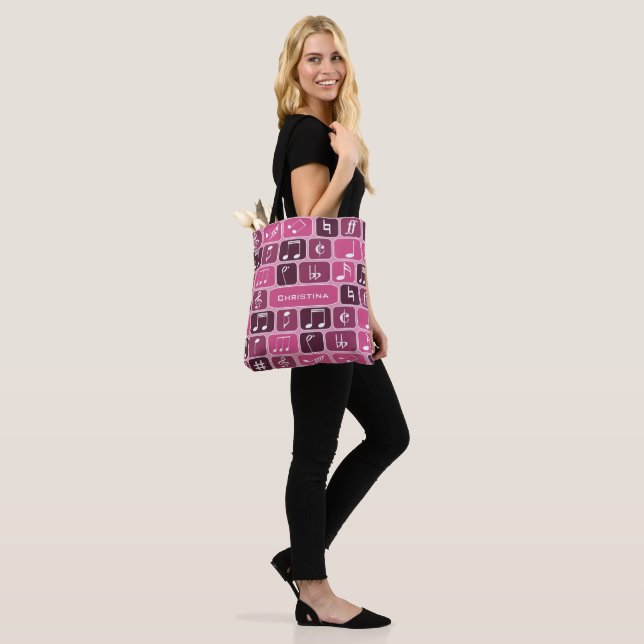 Bolso De Tela Notas de la música geométrica rosa (Puesto)