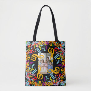 Bolso De Tela Notas de la música personalizadas Photo Jumled