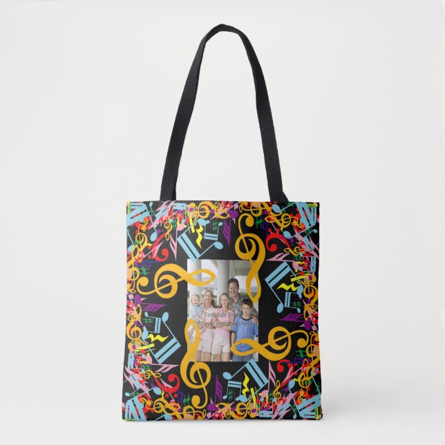 Bolso De Tela Notas de la música personalizadas Photo Jumled (Anverso)