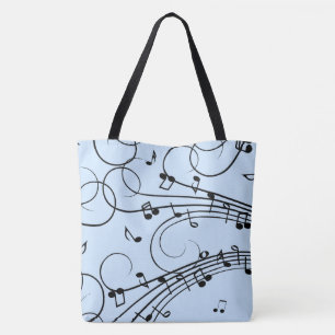 Bolso De Tela Notas de Música Azules Elegantes