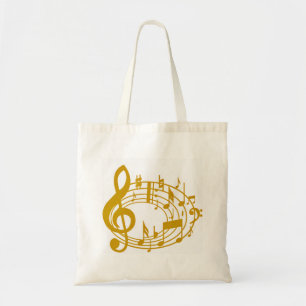 Bolso De Tela Notas de oro_