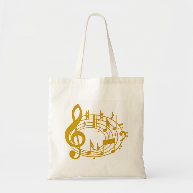Bolso De Tela Notas de oro_ (Frente)