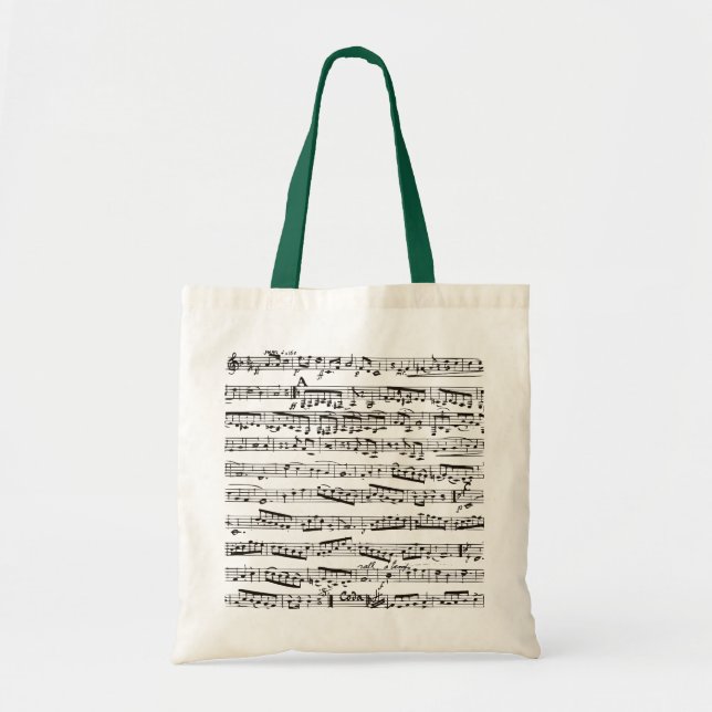 Bolso De Tela Notas musicales blancos y negros (Frente)