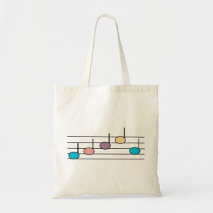 Bolso De Tela Notas musicales coloridas pastel en pentagrama