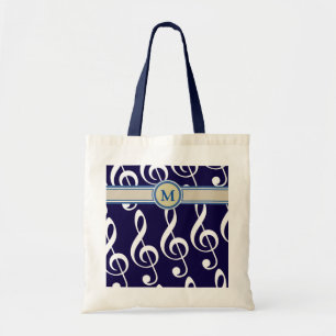 Bolso De Tela notas musicales con monograma