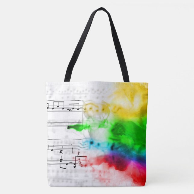 Bolso De Tela Notas musicales de arcoíris (Anverso)