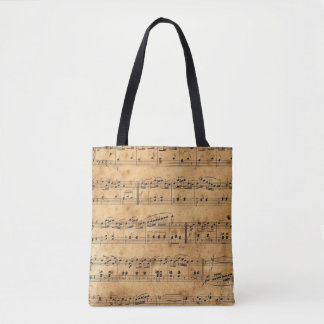 Bolso De Tela Notas musicales de estilo antiguo con fondo de per
