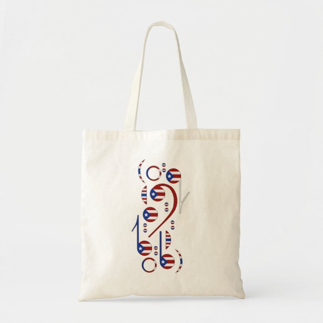 Bolso De Tela Notas musicales de la bandera de Puerto Rico (Frente)