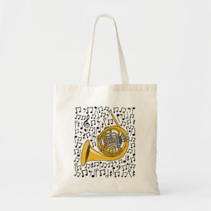 Bolso De Tela Notas musicales del Cuerno Francés Brass Music Tea