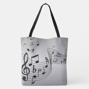 Bolso De Tela Notas musicales en plata