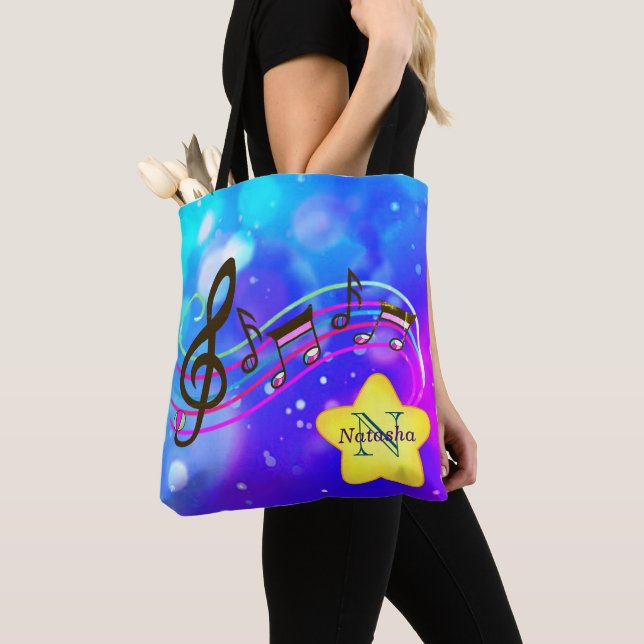 Bolso De Tela Notas musicales en Starry Sky para una canción fel (Detalle)